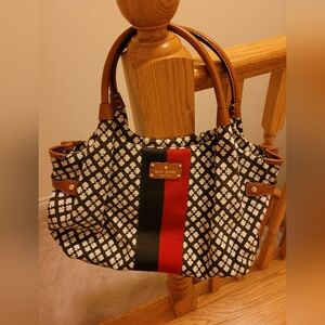 Kate Spade red and brown canvas and leather bag